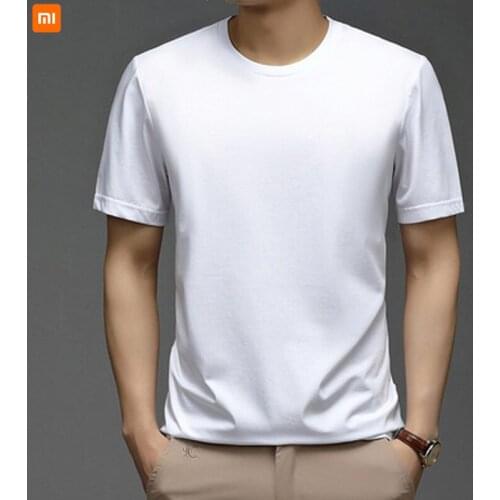 Xiaomi youpin Ice feeling mercerized T-shirt mens 2021 summer new simple casual solid color short-sleeved bottoming shirt thin