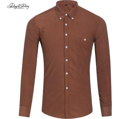 2021 New Men Shirt Solid Corduroy 3D Economic Quality Cheap Long Sleeve Male Casual Spring Autumn Winder Turndown Collar DA436