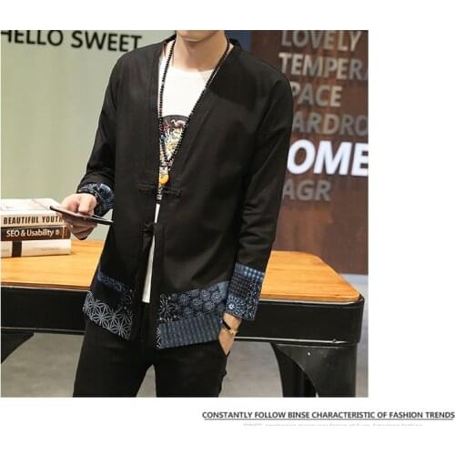2019 Mens Spring Embroidery Jacket Streewear Cotton Linen Loose Jackets Men Chinese Style Fashions Male Jackets