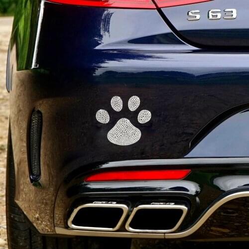 HungMieh Car Stickers Bling Diamond Rhinestone Crystal Paw Print Butterfly Skull Decals for Car Window Motorcycle Car Styling