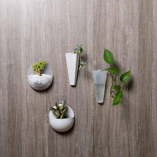 1PC Hydroponic Wall Hanging Flower Pot Wall Mounted Lazy Vase Plastic Garden Succulent Plants Decorations With Hook
