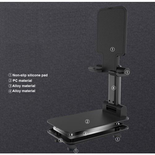Desk Phone Holder Stand For iPhone iPad Adjustable Metal Folding Desktop Tablet Holder Universal Table Cell Phone Stand