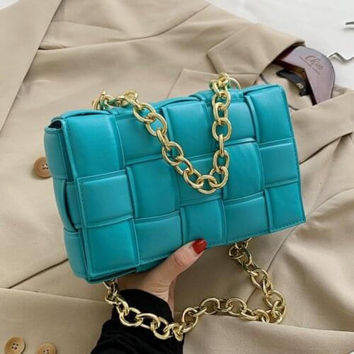 2021 Fashion New Woven Flap Crossbody Bag High Quality PU Leather Womens Designer Handbag Chain Tote Shoulder Messenger Bag