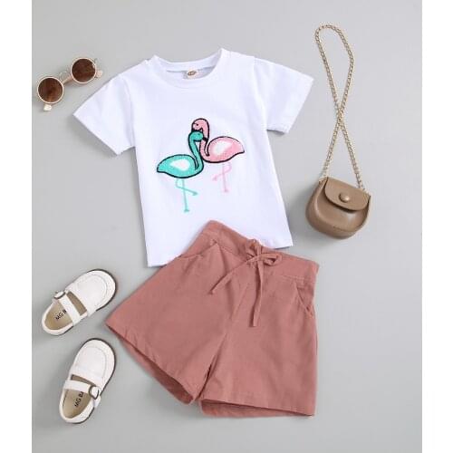 1-6Y Girls Summer Clothing Sets Children Kids Baby Girls Animal print T-shirt Tops+Shorts Casual Clothes Outfits