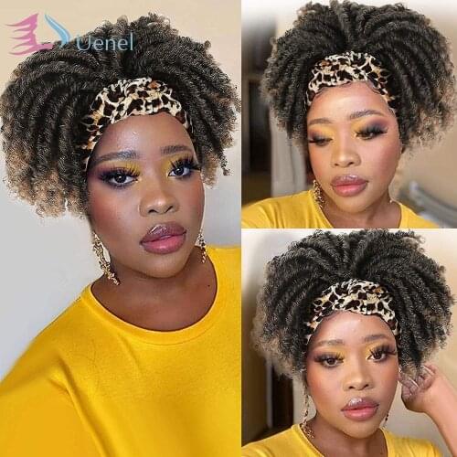 Uenel Wig Box Braided Wigs Headband Wigs for Black Women Box Braid Wig Short Curly Wigs Braided Wigs