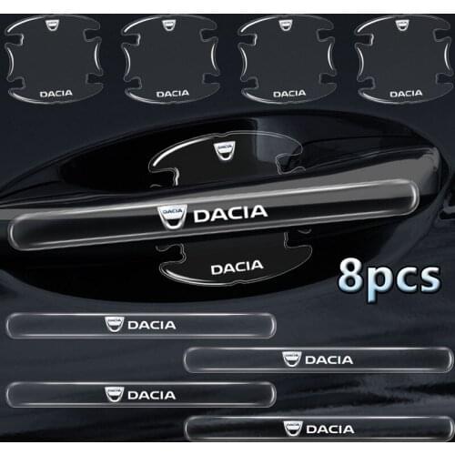 8pcs Car Door Handle Transparent Emblem Anti-Collision Sticker For Dacia Duster Logan Sandero Lodgy Stepwa MCV 2 Car Accessories