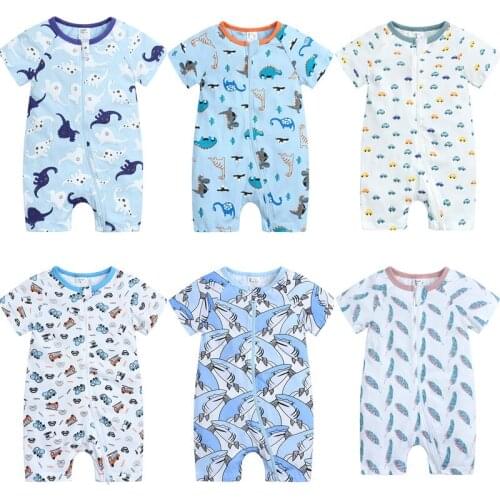 Print Baby Boys Clothes Rompers Newborn Summer Cotton Bodysuit Kids' Clothing Short Sleeve pijama