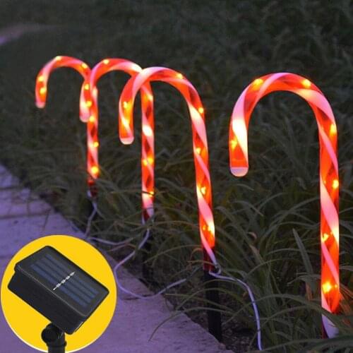 Garden decoration light Candy Cane Solar Lamp LED Patio Light Decor 1 Set d91118