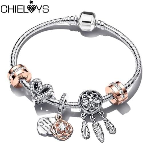 Silver Color Hollow Love Beads Charm Bracelets With Snake Chain Bracelet Bangles For Women Jewelry Gift 34 Styles Special Offer