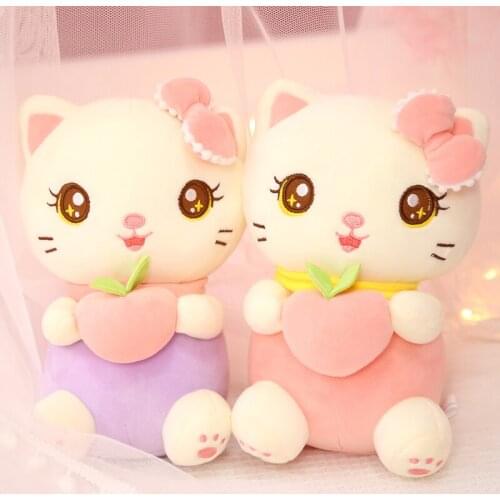 Cute creative peach cat plush doll kawaii plush kitten stuffed toy home office decoration holiday gift