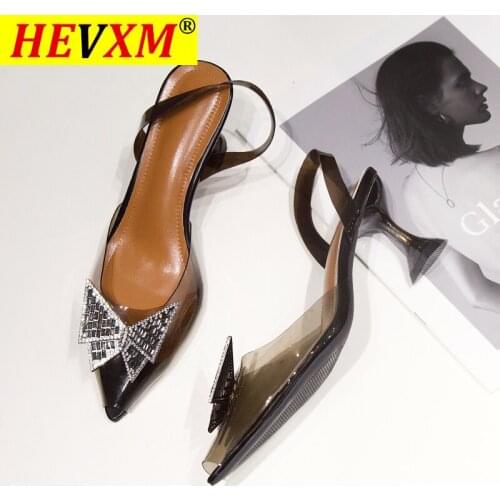 Rhinestone Butterfly Embellished Women Sandals Fashion Soft Transparent PVC High heels Gladiator Sandals Summer Party Prom Shoes