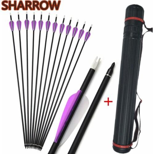 12pcs 30" Archery Carbon Arrows Spine 500 Carbon Arrow Target Tips Nocks Shooting Target Practice Arrows For Archery Accessories