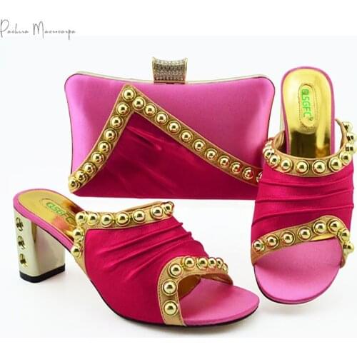 Wedding Dress Mature Magenta Shoes And Bag To Match Set Italian High Heels Party Shoes And Bag Set For Royal Party