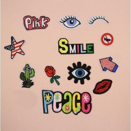 Fabric Embroidered Flower Mouth Patches Clothes Stickers Bag Sew Iron On Applique DIY Apparel Sewing Clothing Accessories BU87