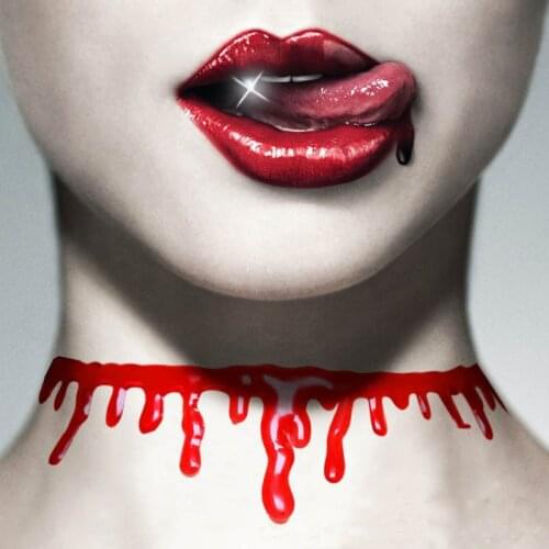Halloween Women Men Decoration Horror Blood Drip Necklace Fake Blood Vampire Fancy Joker Choker Costume Necklaces Party