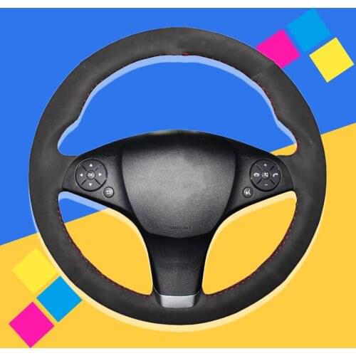 Suede Leather Auto Braid On The Steering Wheel Cover For Mercedes-Benz e350 e260 E 260 DIY Car Braiding Wheel Covers Car-styling