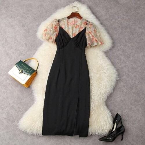 European and American womens wear for summer 2021 Short sleeved net printed T-shirt Condole belt Fashion dress two pieces