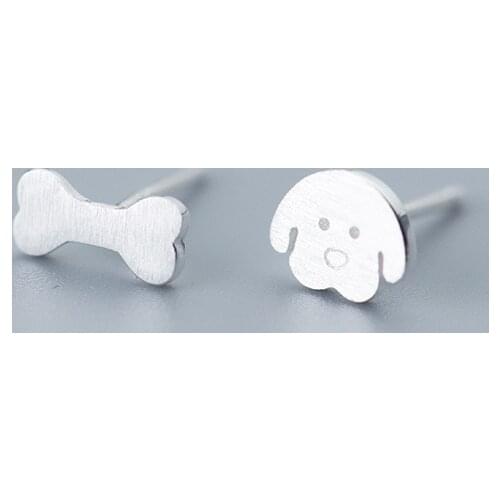MloveAcc Hot Sale 925 Sterling Silver Statement Dog & Bone Stud Earrings for Women Girls Sterling Silver Jewelry Gift