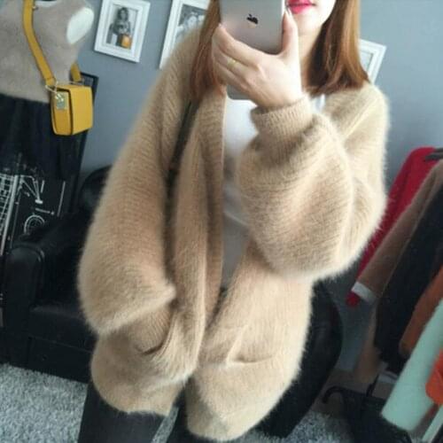 2021 Tops Women Sweater Thick Autumn Natural Mink Cashmere Cardigans Customize Coats Oversize Dropshipping Sweater wsr543
