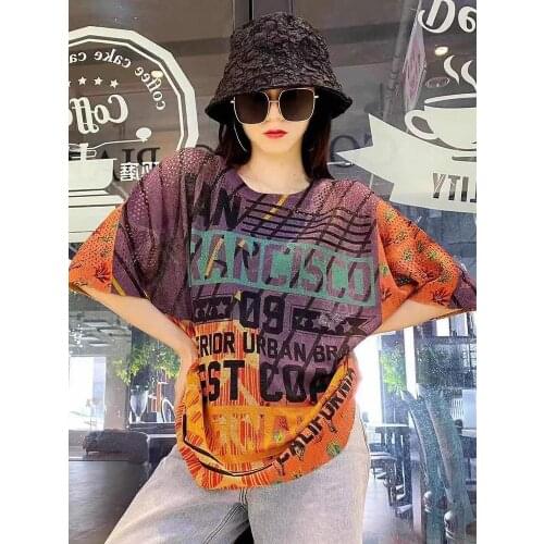 Purple Orange Oversized Hollow Out Graffiti Tops Women Nice Short Sleeve Kawaii Sweater Green Sweater Womens Clothing Nice
