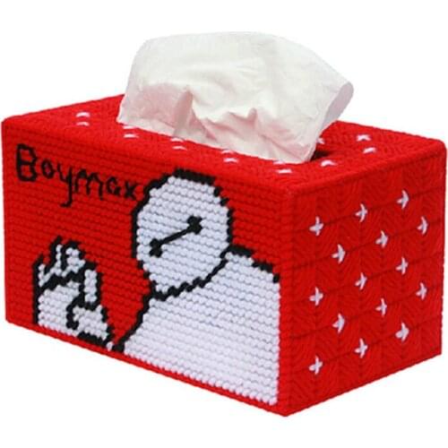 1 set, new living room thick line 3D three-dimensional embroidered wool cross-stitch long drawn tissue box super cute white