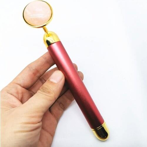 1pc Natural Rose quartz crystal Stone Facial Massage Roller