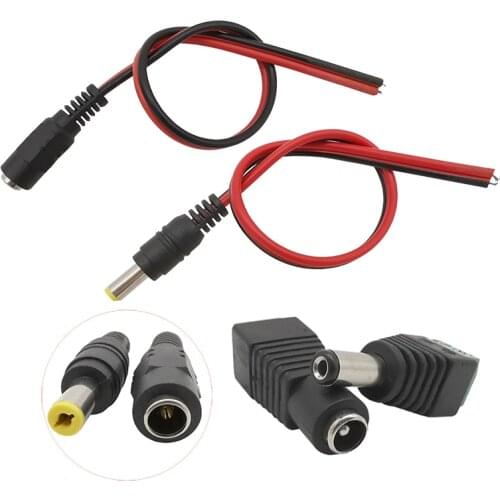 10Pair DC Power Male Female Jack Plug Pigtail Cable + 5.5mmx2.1mm DC Power Male Plug Jack Connector 12V 5A