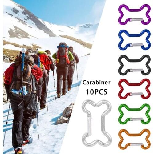 10PCS Bone Type Carabiner Aluminum Alloy Backpack Water Bottle Buckle Multifunctional Crarabiner