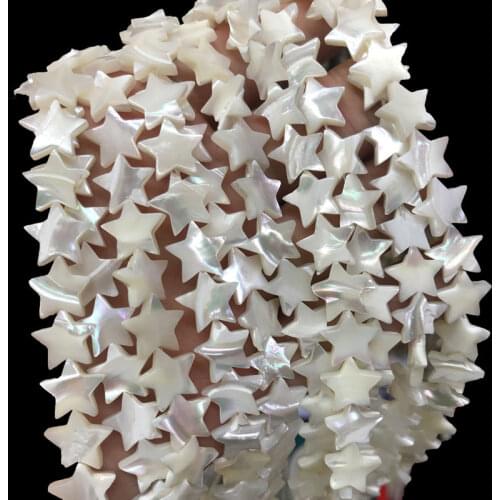 12mm White Natural Mother Of Pearl Shell Pentagram Star Shape Shell Beads For Jewelry Making DIY Bracelet Ear Stud 15'' Strand