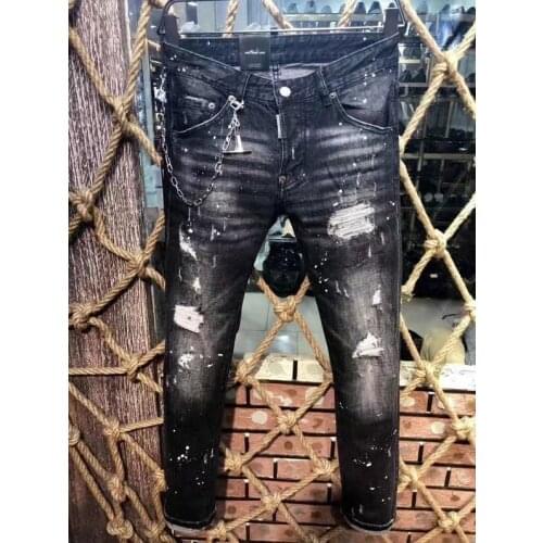 2021 Fashion Trend Dsquared2 Patch Patch Paint Dot mens Motorcycle Jeans *9603