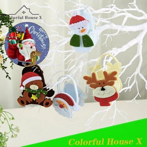 2021 New 1pcs Christmas Ornaments DIY Non-Woven Small Tote Bag Portable Mini Candy Sack Children Gift Bag Four Styles Decoration