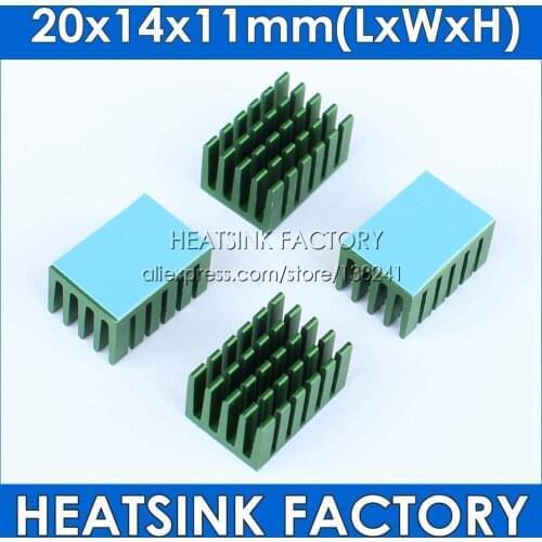 5pcs Green 20*14*11mm Aluminum Heatsink Heat Sink Radiator Cooling cooler For Chip IC LED Computer With Thermal Conductive Pad