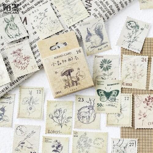 46pcs/lot Little Forest Post Office Craft Stickers Junk Journal Vintage Planner Mini Stickers Scrapbooking Album Diary Stickers