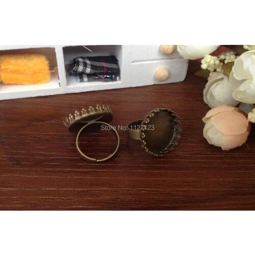 Free ship!!150piece 25mm Bronze adjustable crown ring base,ring blank