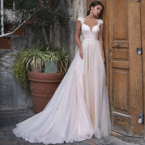 Beading Tassles Princess Wedding Dress V Neck Tulle Vintage Applique Bridal Gown With Sash 2021 Cap Sleeve Custom Made Plus Size
