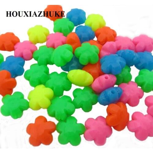 50 pcs per lot mixed bright colored heart flowers elephant shaped butterfly stars loose beads for handmade necklaces making