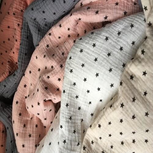 100% Cotton Pattern Double Gauze Soft Fabric 140 cm 55'' width 125 gsm baby blanket sewing fabric 30 m small wholesale CD05A