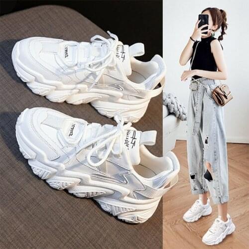 Clunky Shoes 2021 New Spring and Autumn Womens Shoes Spring White Shoes Casual Sneakers Ins Fashion