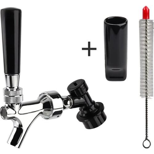Homebrew Beer Tap Polished Chrome Draft Beer Faucet With Ball Lock Quick Disconnect Cleaning brush Keg Tap Kegerator Spout
