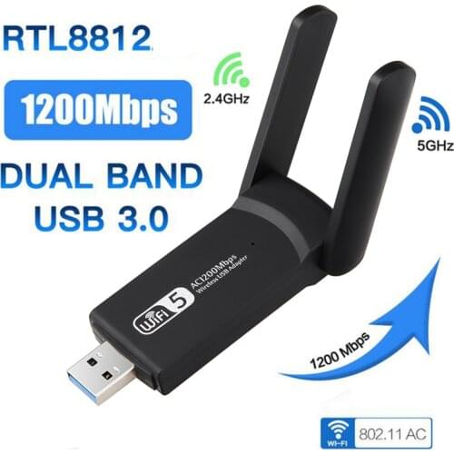 2.4G 5G 1200Mbps Usb Wireless Network Card Dongle Antenna AP Wifi Adapter Dual Band Wi-Fi Usb 3.0 Lan Ethernet 1200M