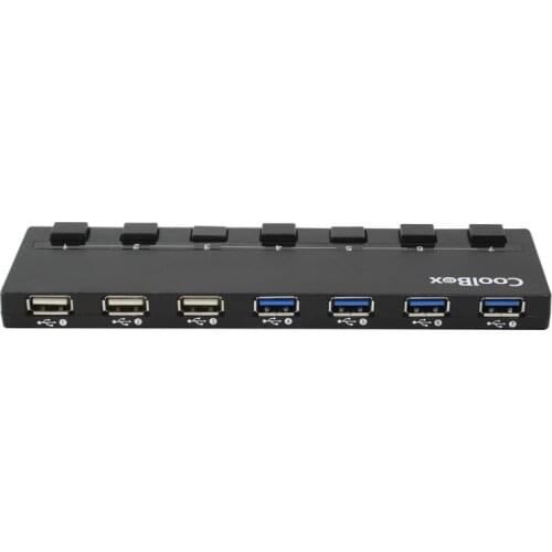 CoolBox Hub USB3.0/2.0 of 7 ports with LED switches and indicator on each port