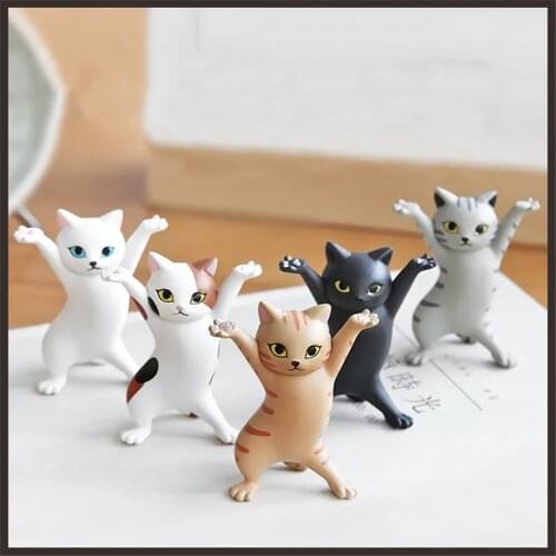 Creative Dancing Cat Pen Holder Kawaii Desptop Storage Rack Home Ornaments Kids Toy Figure Model Stationery Holder