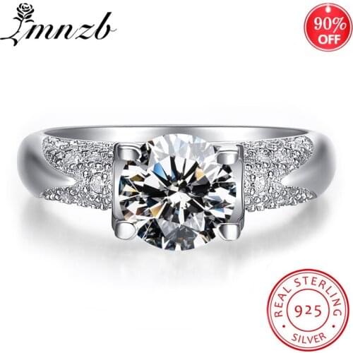 LMNZB 100% 925 Sterling Silver Bridal Engagement Unique Design Style Classic Ladies Ring Inlay High Quality Zircon Jewelry LR024