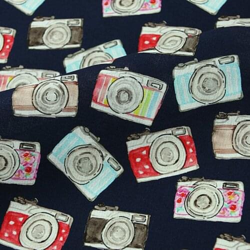 Cartoon Colorful Camers Cotton Fabric for Kids Clothes Bedding Set Tissu Hometextile Cushion Cover DIY Needlework Material