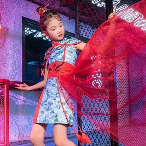 Jazz Dance Clothes Chinese Style Girl Sets Cheerleader Uniform Catwalk Costume Summer Dancer Outfit Hip Hop Dancewear DL8221