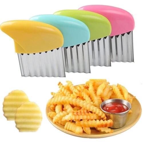 Vegetable Potato Carrot Wavy Cutter Potato Chips Stainless Steel Corrugated Wave Knife Kitchen Wrinkled French Fries Tool