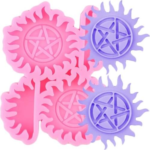 Pentagram Magic Array Straw Topper Silicone Mold Pendant Keychain Epoxy Resin Molds Candy Chocolate Fondant Cake Decorating Tool