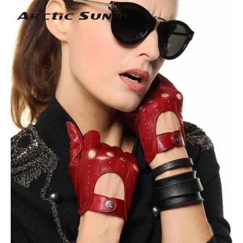 Hot Sale New Women Leather Gloves Nappa Sheepskin Solid Wrist Breathable Real Genuine Fashion Driving Glove Free Shipping EL041N