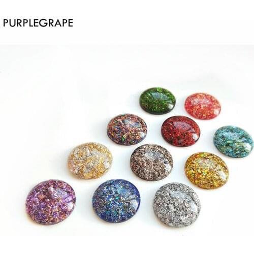 PURPLEGRAPE DIY Handmade Resin Button Earrings Apparel Hair Accessories Jewelry Accessories Material Shiny Gold Foil Color 8pcs