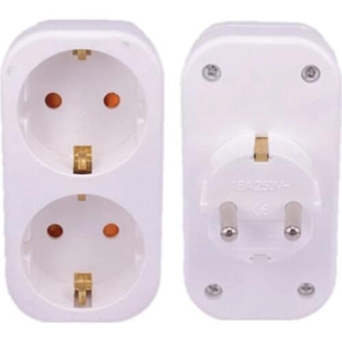 European Type Conversion Plug 1 TO 2 Way EU Standard Power Adapter Socket 16A Travel Plugs AC 110~250V